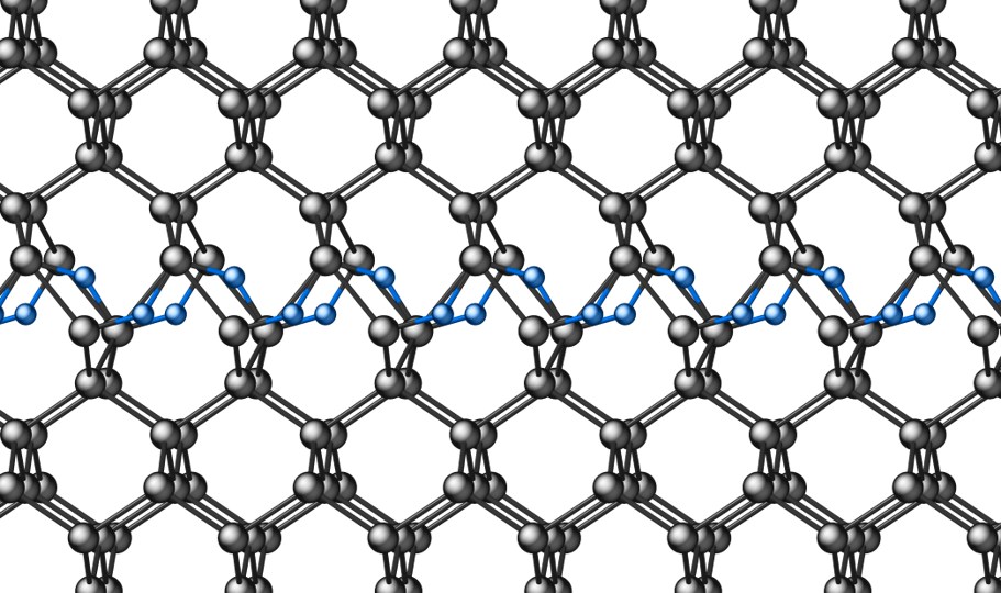 Atomistic view of MST element (blue atoms) in crystalline silicon lattice